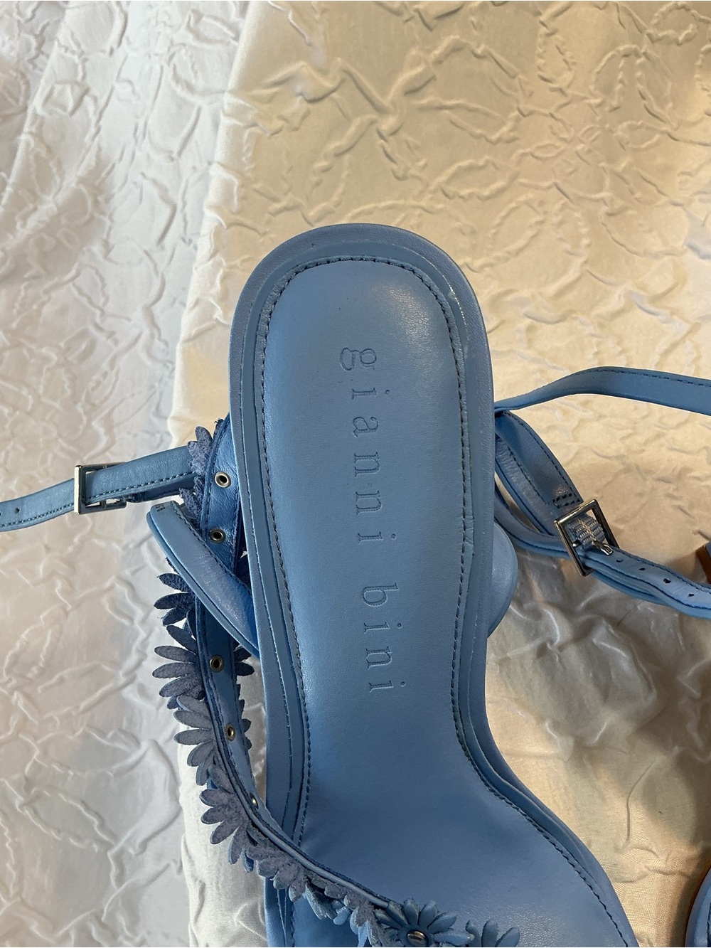 Gianni Bini Blue Floral Strappy High-Heel Sandals - Picture 4 of 6